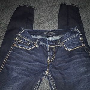 Dark wash silver jeans